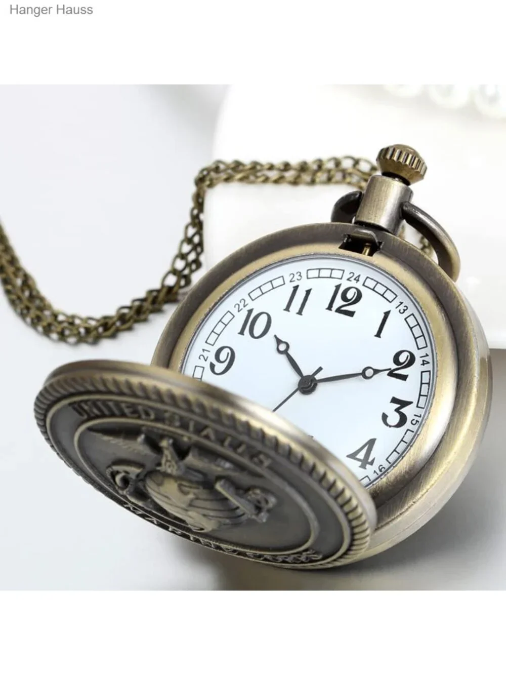 Bronze Retro Pocket Watch USMC Veterans Quartz Military